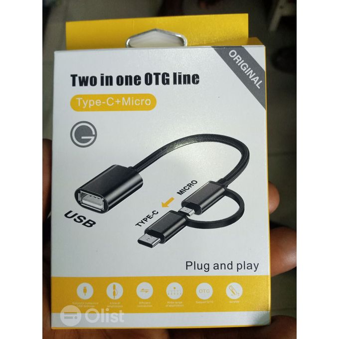OTG Adapter Cable,2 in 1 USB to Type-C,USB to Micro USB Nylon USB 3.0  Interface Fast Transfer Connector Converter for Cellphone Charging Line  (Grey)