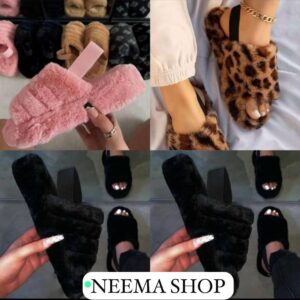 Sandal Slipper fashion open toe faux fur fluffy slippers sliders with elastic strap (below price is for 10 pairs) Goods in Tanzania