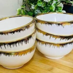 6" pcs Porcelain soup bowls with a Golden Rim (already in kenya)