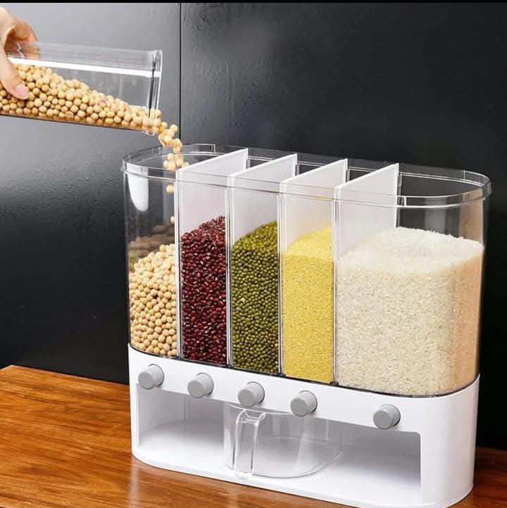 Acrylic partitioned rice/cereal dispenser (already in kenya)