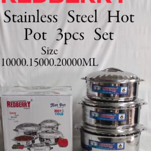 REDBERRY Premium Range of STAINLESS STEEL Insulated Hotpot : MAXIMUS JUMBO 3pcs Set SIZE  - 10000 / 15000 /20000Ml(goods in kenya)