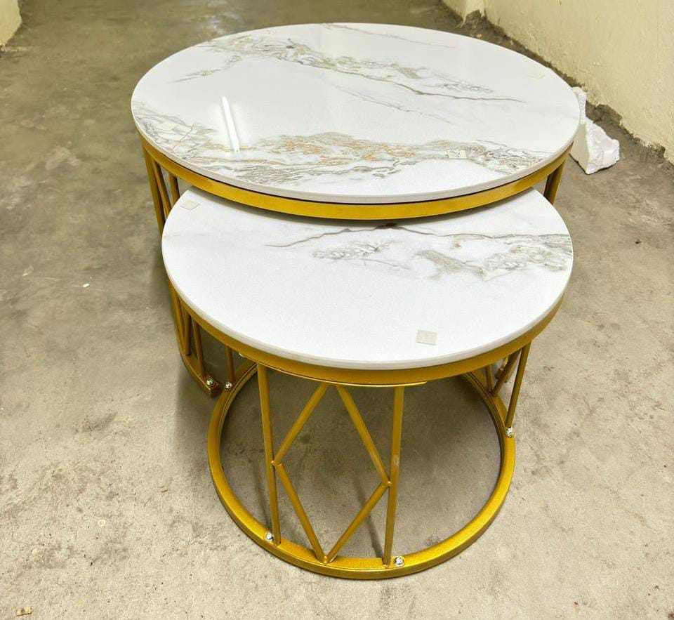 NEW MODEL LUXURY PURE ceramic MARBLE TOP NESTING COFFEE TABLES(goods in kenya)