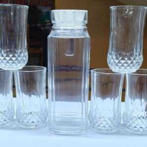 Water Jug 1.1 ltrs Normal Long diamond Glasses 6 pcs(goods in kenya)