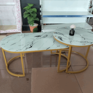 White Marble coffee table(GLASS EFFECT