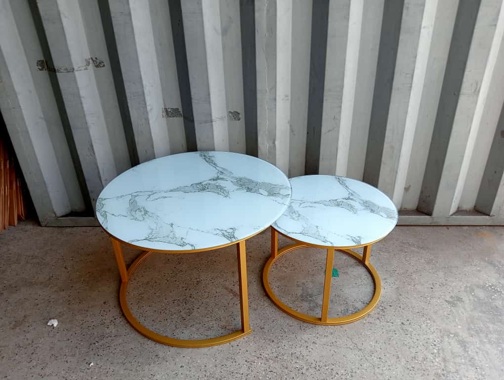 🔥Marble nesting coffee table (glass effect) white
