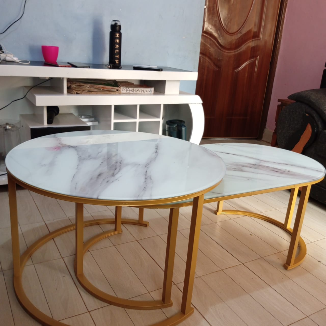 Glass Top Nesting Coffee Table set(2pcs) ‼️ (goods in kenya)