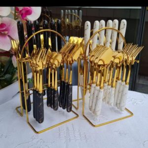 24 pcs Heavy Marble Gold cutlery sets Perfect excellent Quality(goods in kenya)