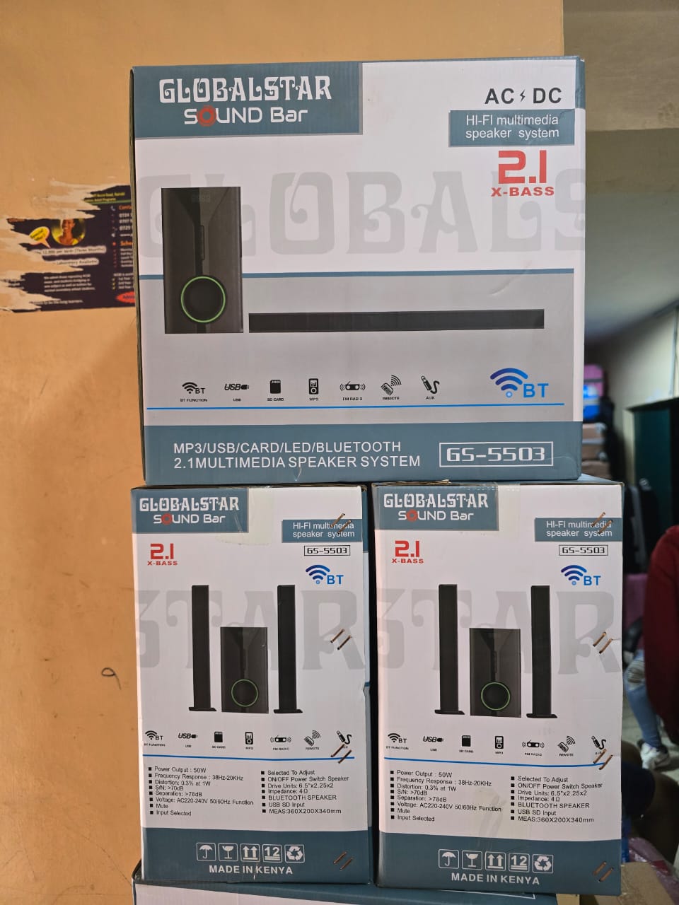 2.1ch globalstar Sub Woofer System BT/USB/FM Tall Boy(model of v527)