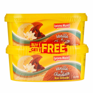 LYONS VANILLA & CHOCOLATE ICE CREAM 1L (Only in Nakuru)