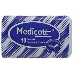 MEDICOTT PRESS ON FEMININE TOWELS 10'S(Only in Nakuru)
