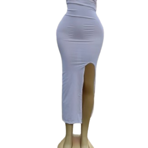Side Slit Ruffle Trim Tube Midi Dress