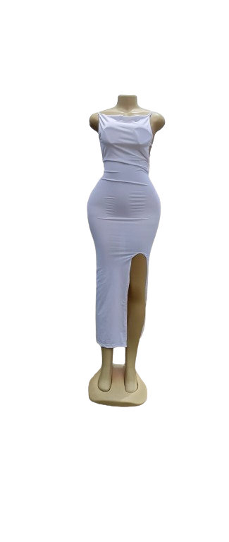 Side Slit Ruffle Trim Tube Midi Dress