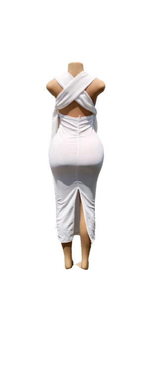 Crossover Halter Dress in Iconic White